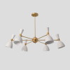 6 Light Brass & White Diabolo Chandelier - Mid Century Modern Sputnik Ceiling Light