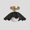 Adjustable Brass Flush Mount Ceiling Light with Black Glass Globe Shade