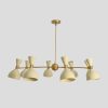 8 Light Pendant Chandelier - Brass & Cream Shade
